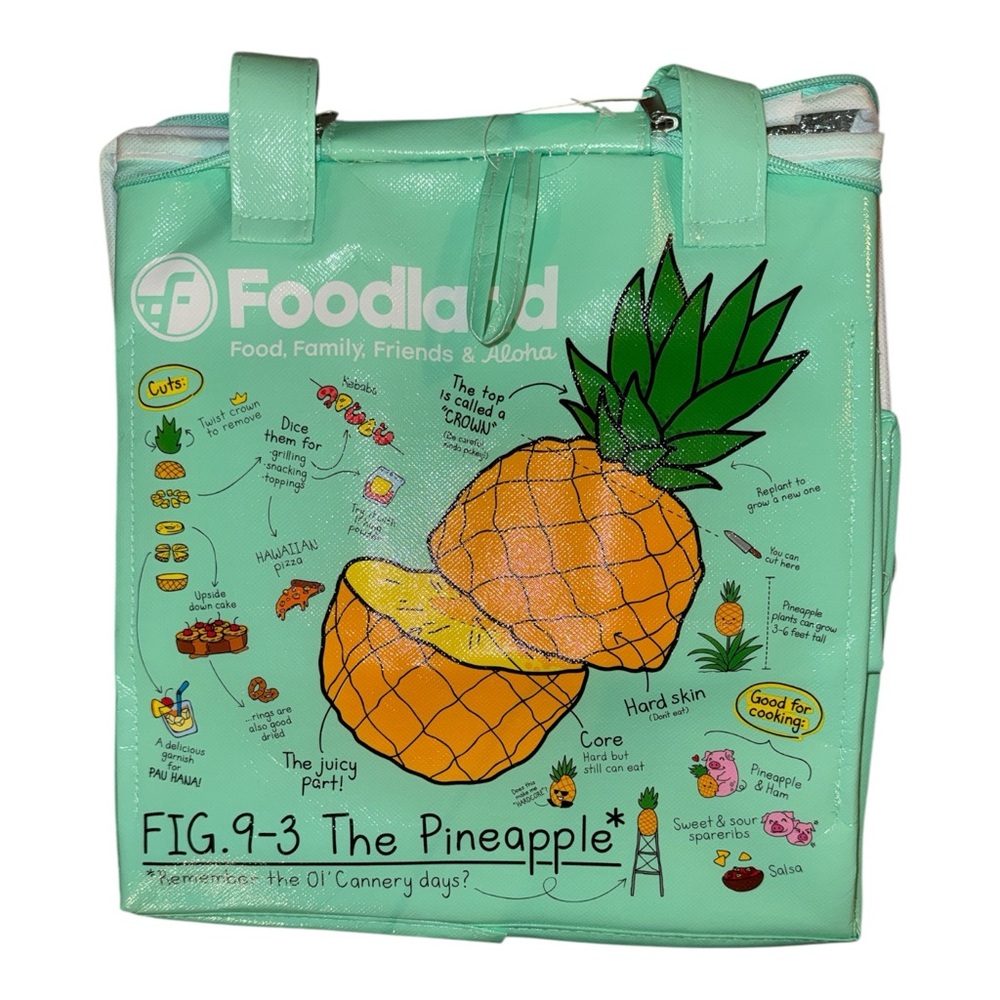 Foodland Hawaii Pineapple & Lei Insulated Reusable Cooler bag set of 2 NWT - Picture 3 of 8